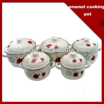 5pcs enamel cookware pot with flower decal